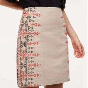 Ann Taylor Loft Mini Skirt, Embroidered, Cotton/Linen Blend, Aztec - Womens 4